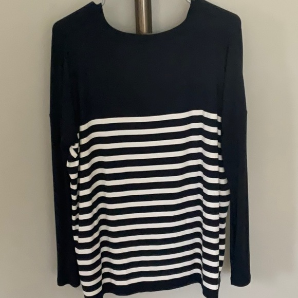 CAbi Navy and White Long Sleeve Top - Picture 3 of 3